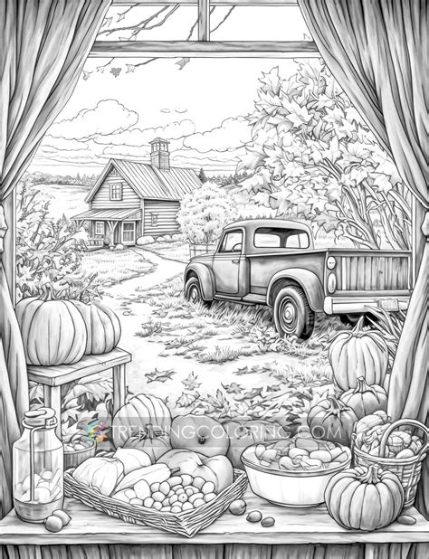 60 autumn charm grayscale coloring pages for adults instant download ...