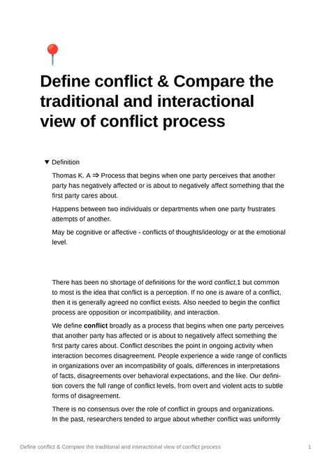 Define conflict Compare the traditional and interactional view of ...