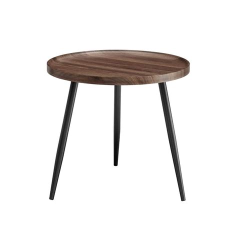 DANYA B Paxton 23.5 in. Walnut MDF Raised Lip Edge Side Table with ...