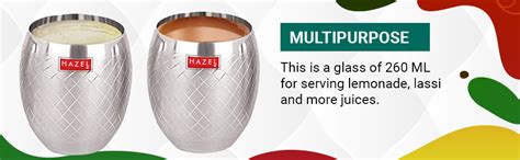 Buy HAZEL Matt Finish Designer Stainless Steel Drinking Glasses 260 ml ...