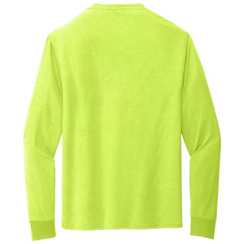 Jerzees 21LS Dri-Power 100% Polyester Long Sleeve T-Shirt - Safety Green | Full Source