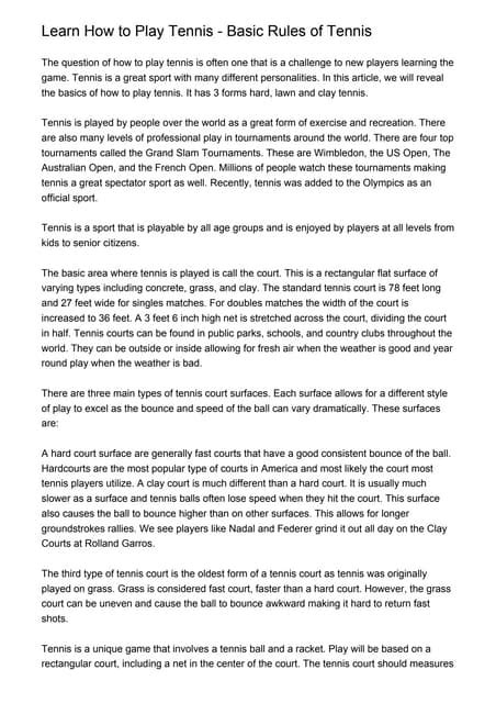 Image result for Basic Tennis Rules