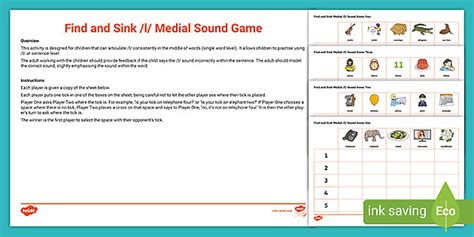 Find and Sink /l/ Medial Sound Game (teacher made) - Twinkl