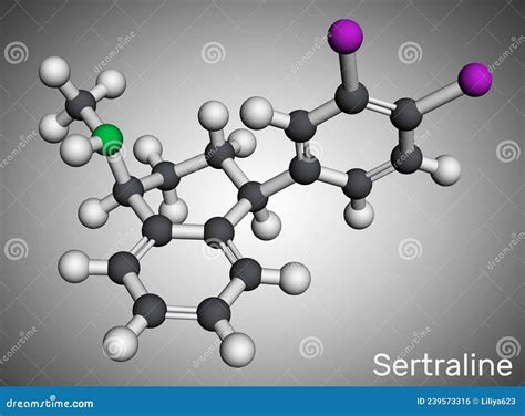 Sertraline Molecule. it is Antidepressant, Used To Treat Depressive Disorder, Social Anxiety ...
