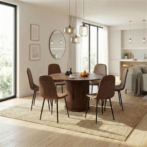 Amazon.com - Vohward Round Dining Table Set for 6, 47-59" Extendable ...