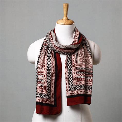 Red Bagh Hand Block Printed Cotton Stole