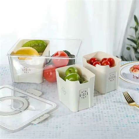 Fridge Container Storage Box with 3 Separate Sections – RUBHUB