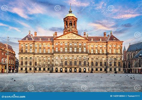 Royal Palace at the Dam Square in Amsterdam, Netherlands. No People in ...