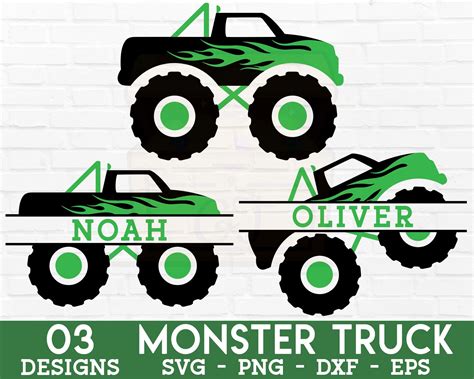 Monster truck svg monster truck name frame svg monster truck split ...