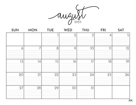 August 2023 calendars – Artofit