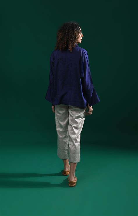 Blue Mulberry Shirt by Hiranya | Silk Shirt for Women - Hiranya