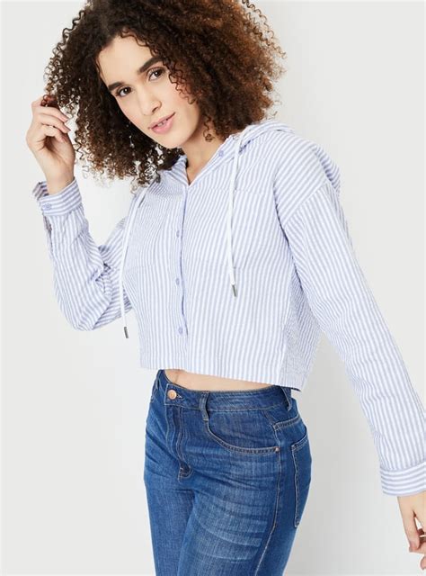 Buy Women Striped Hooded Shirt Online at just Rs. 899.0 - 1000014444758 ...