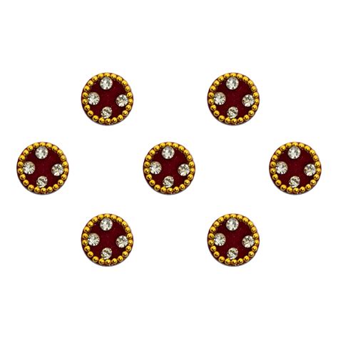 Comet Busters® Maroon Round Velvet, Shiny Beads, Diamond Bindi (7mm ...