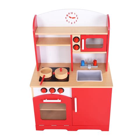 Buy Costway Wood Kitchen Toy Kids Cooking Pretend Play Set Toddler ...