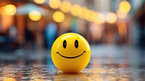 A closeup photograph of a yellow smiley face emoji | Premium AI ...