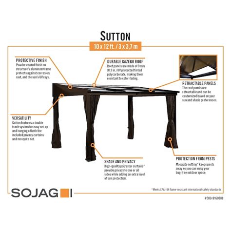 Sojag 10-ft x 12-ft Sutton Rectangle Black Metal Polycarbonate Roof ...