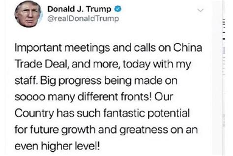 特朗普发推：中美贸谈获大进展