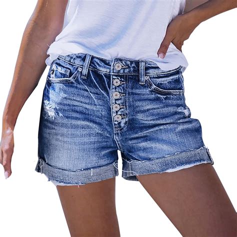 nerohusy Ladies Pull On Denim Shorts,2024 Womens Ripped Jean Shorts ...