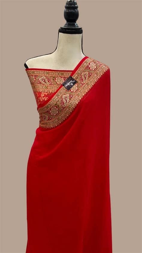 Pure Handloom Khaddi Chiffon Georgette Saree With Zari Weaving Blouse ...
