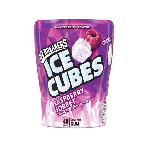 Ice Breakers, Ice Cube Sugar Free Gum, Raspberry Sorbet, 3.24 Oz ...