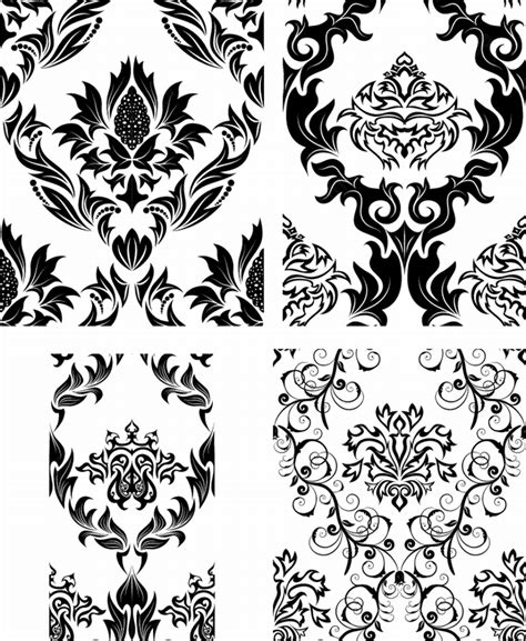 Damask Seamless Vector Backgrounds Set, Decors, Tiled, Backdrop ...