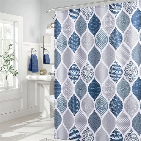 Walmart Shower Curtain: 72x72 inch Navy Blue and Gray, Water Repellent ...