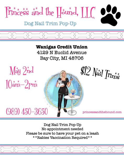 Dog Nail Trim Pop-Up at Wanigas Credit Union, Wanigas Credit Union, Bay ...