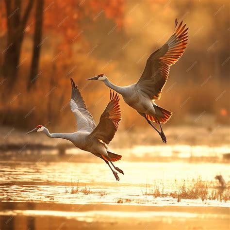 Premium AI Image | sandhill cranes in flight