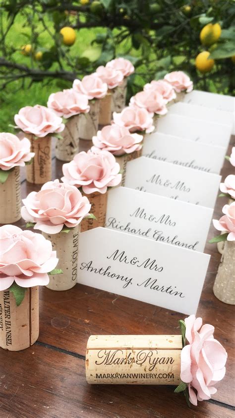 Wine Cork Place Card Holders: Rustic Wedding Table Decor With Custom ...