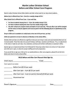 Fillable Online mlchristianschool Martin Luther Christian School Before ...