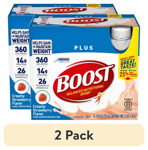 (2 pack) BOOST Plus Ready to Drink Nutritional Drink, Creamy Strawberry ...