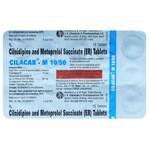 Cilacar-M 10/50 Tablet 15's | Uses, Side Effects, Price | Apollo Pharmacy