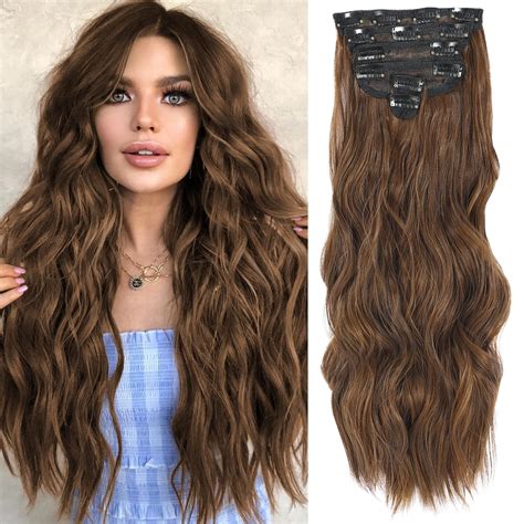 Amazon.com : NAYOO Clip in Hair Extensions for Women 20 Inch Long Wavy ...