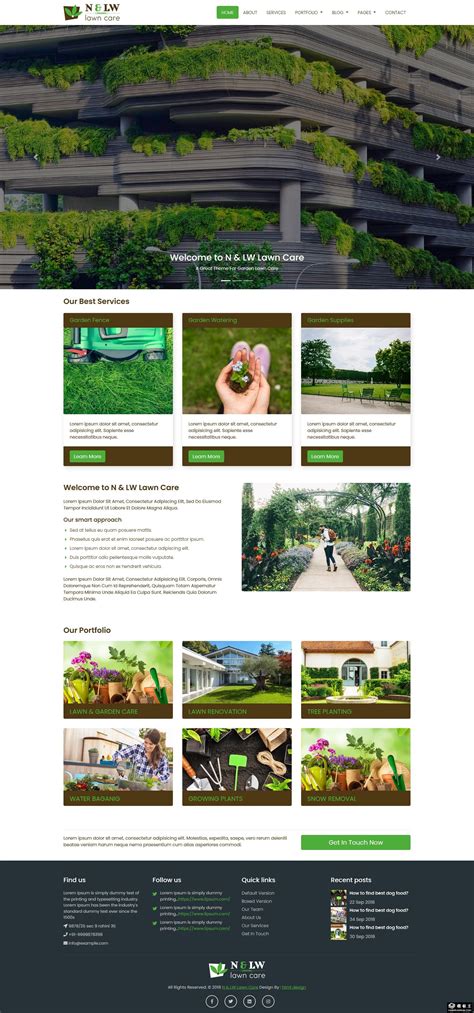 草坪景观美化响应式网页模板免费下载 - 模板王