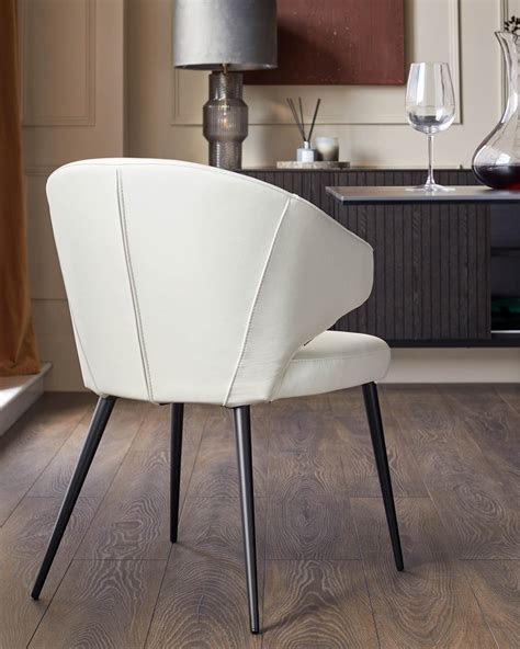 Landon White Leather Dining Chair | Real Leather | Danetti UK