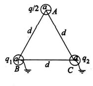 Three identical metallic uncharged spheres A, B, and C, each of radius ...