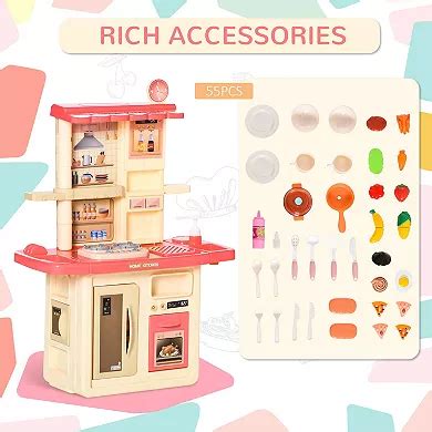 Qaba Kids Kitchen Play Set Role Play Cooking Toy Educational Pretend ...