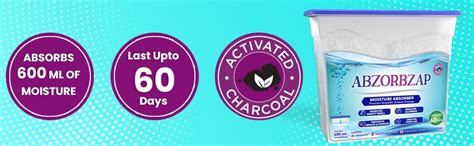 Abzorbzap Moisture Absorber with activated charcoal |Absorbs 600ml of ...