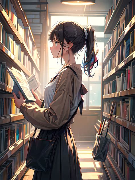 Download wallpaper 2304x3072 girl, profile, books, window, anime hd ...