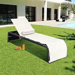 BRISHI Outdoor Swimming Poolside Lounger Beach Sunbathing Lawn Patio ...