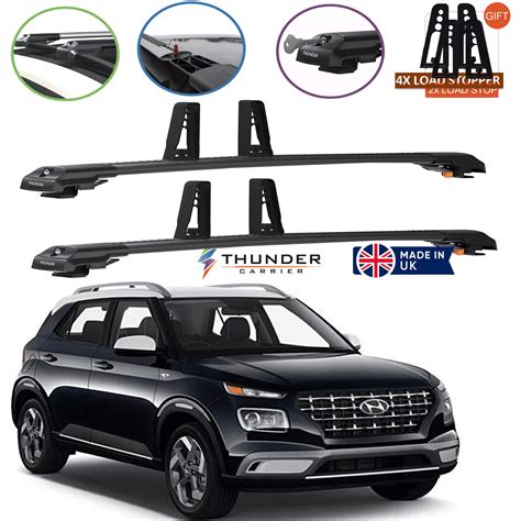 For Hyundai Venue 2020-2023 Lockable Roof Rack Cross Bars Rails Black 4X Stopper - Walmart.com