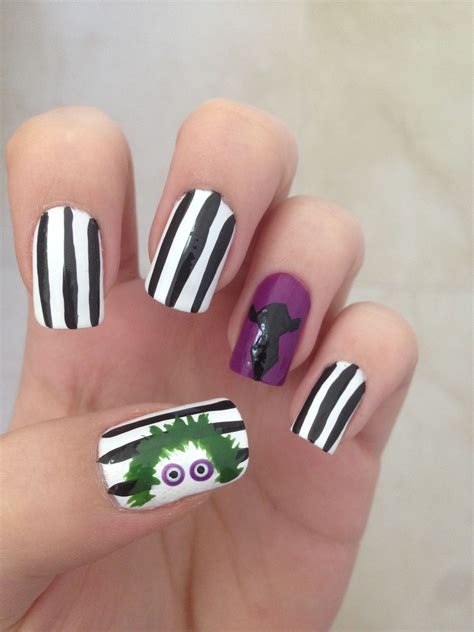 Beetlejuice nails | Nails, Nail art, Nail designs spring