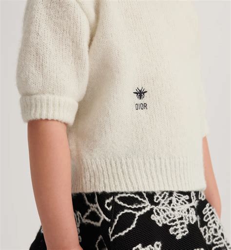 Kids' Short-Sleeved Sweater Ivory Alpaca and Wool-Blend Knit | DIOR