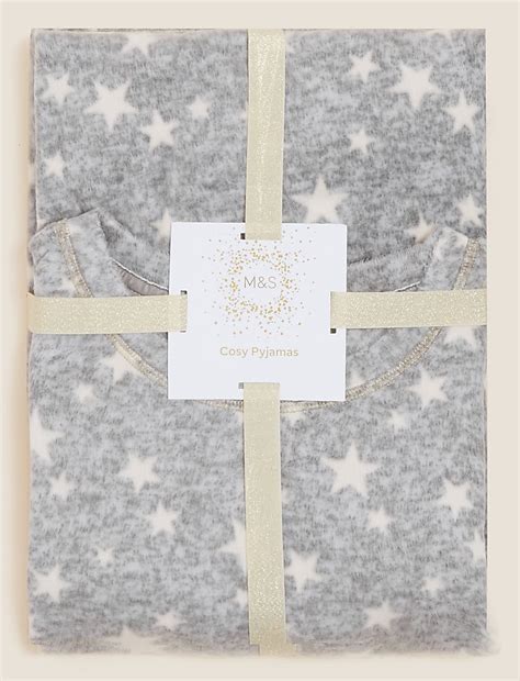 Buy Fleece Star Print Cuffed Pant Pyjama Set at Marks & Spencer