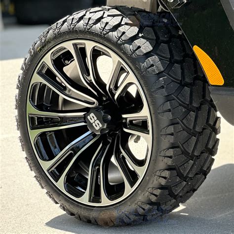 14" VECTOR Machined Golf Cart Wheels and 20x8.50-14 STINGER Tires Combo ...