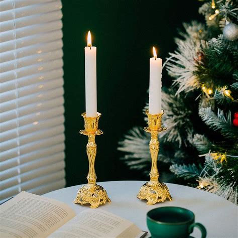 Sziqiqi Gold Candlestick Holders Set of 2 Taper India | Ubuy