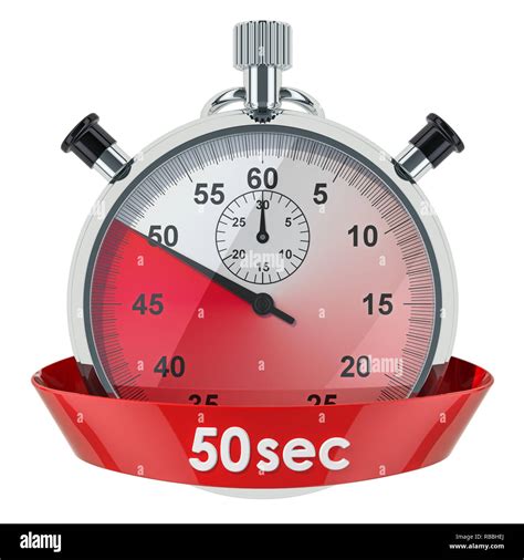 Stopwatch with 50 seconds timer. 3D rendering isolated on white ...