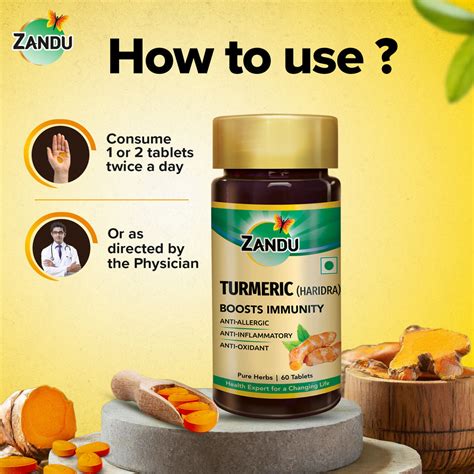Buy Zandu Turmeric Tablets for Immunity Online (60 Tabs)