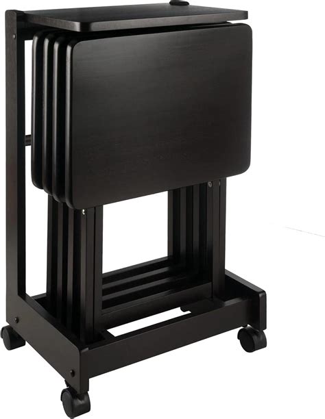 Amazon.com: Yardlio 4-Piece Solid Wood Snack Tables Set | Flip Top ...