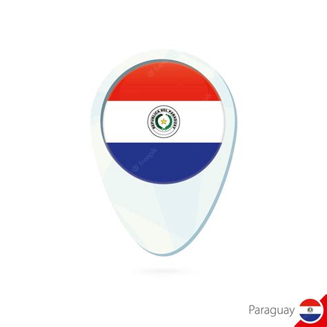 Paraguay flag location map pin icon on white background | Premium Vector